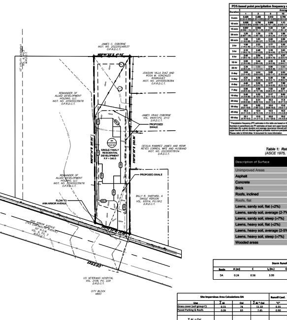 Single-family lot drainage plan